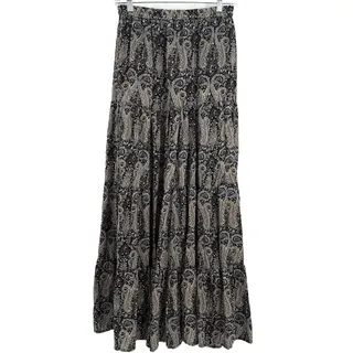 Photo of Share Tolani Women's Small Black Paisley Tiered Maxi Skirt Boho Peasant Elastic Waist