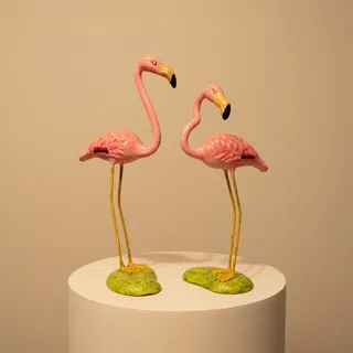 Photo of Vintage Mexican Paper Mache Flamingos Pair-Tonala Folk Art-Figurines-Tropical
