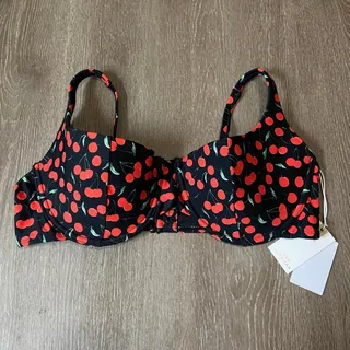 Photo of Good American Balconette Bikini Swim Top Women's 3XL Black Cherry Adjustable 