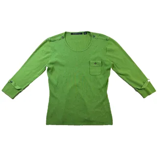 Photo of Michelle Nicole Ribbed Knit Top Green Long Sleeve Pocket Epaulets Size Large
