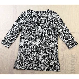 Photo of Dana Buchman Geometric Print Half-Zip Tunic Top Black White Women's Small