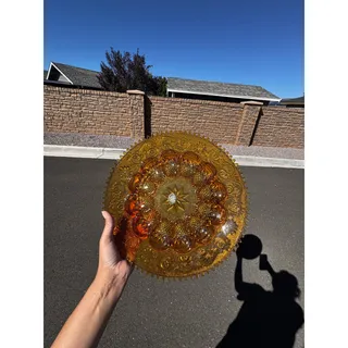 Photo of Amber Indiana Glass Company for Tiara Deviled egg serving platter tray MCM
