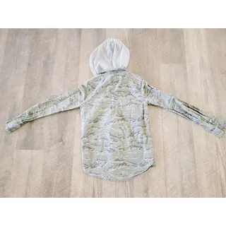 Photo of Hurley Button Up Shirt Women Medium Green Camo Military 100% Cotton Hooded SM