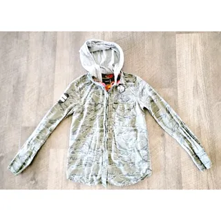 Photo of Hurley Button Up Shirt Women Medium Green Camo Military 100% Cotton Hooded SM