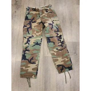 Photo of Trousers Hot Weather Woodland Camouflage Pattern sz Medium Long US Army Vintage