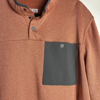 Photo of Duluth Trading Co Mens Large River Falls Snap Mock Sweater Fleece Pullover Rust