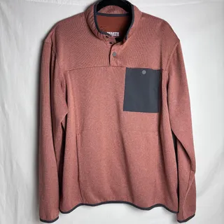 Photo of Duluth Trading Co Mens Large River Falls Snap Mock Sweater Fleece Pullover Rust