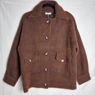 Photo of SAGE The Label Lola Plaid Sweater Jacket Small NWT 90s Grunge Cabincore Cozy