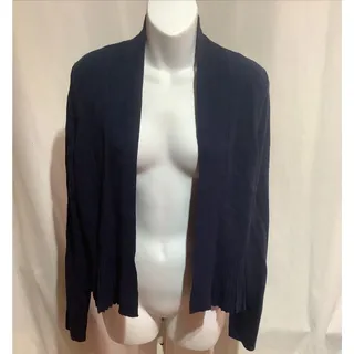 Photo of Dark Blue Anthropologie Cardigan Sweater Bottom Ruffle Medium