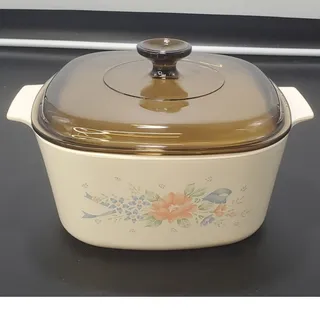Photo of Vintage Corning Ware Casserole Dish Symphony A-3-B, 3L Amber Lid