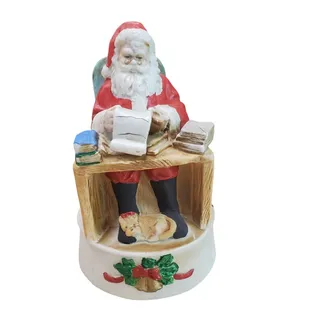 Photo of Bisque Porcelain Santa Music Box, Vintage Studio Five, Inc. PRE-OWNED, IOB