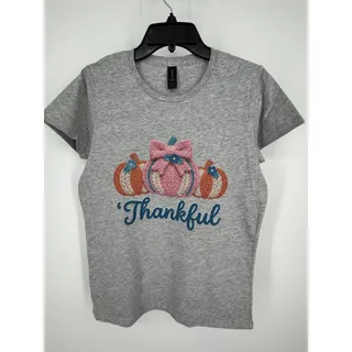 Photo of Gildan Softstyle Thankful Pumpkin Graphic T-Shirt Women’s Medium NWOT