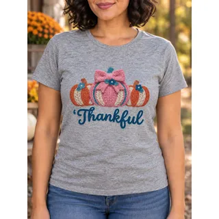 Photo of Gildan Softstyle Thankful Pumpkin Graphic T-Shirt Women’s Medium NWOT