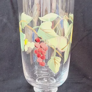 Photo of Vintage Block Crystal ORCHARD Hand Painted Ice Tea Glasses Set of 4, PRE-OWNED