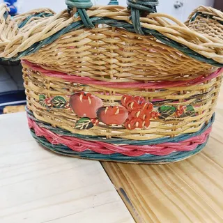 Photo of Vintage Wicker Basket Fluted With Handle - PRE-OWNED