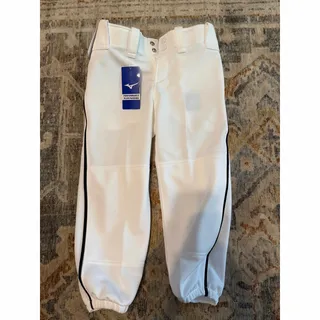 Photo of Mizuno Girls Large White Performance Plus Padded Softball Pants Black Piping NWT