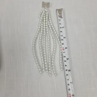 Photo of Lot of 6 White Faux Pearl Bead Strands Round Craft Jewelry Making Loose Beads