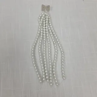 Photo of Lot of 6 White Faux Pearl Bead Strands Round Craft Jewelry Making Loose Beads