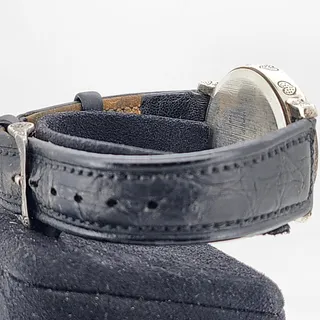 Photo of John Hardy Sterling Silver Heart Pattern Black Leather Quartz Watch
