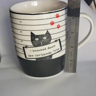 Photo of Hazel & Co. Coffee Mug Unisex Medium White Ceramic & Porcelain Christmas Cat