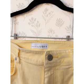 Photo of LOFT The Skinny Jeans Womens 30/10 Yellow High Rise Raw Hem Ankle Cropped