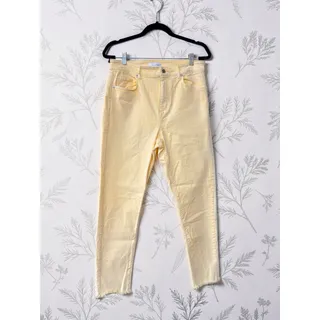 Photo of LOFT The Skinny Jeans Womens 30/10 Yellow High Rise Raw Hem Ankle Cropped