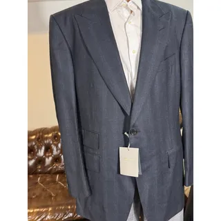 Photo of New Tom Ford Windsor Peak Lapel Navy Plaid Flannel Blazer Sportcoat 56IT 46R US