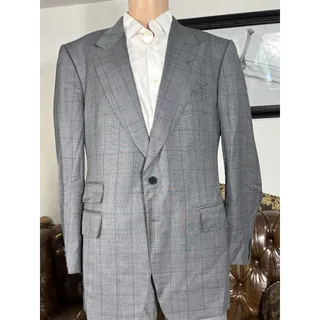 Photo of Copied - Tom Ford Gray Windowpane Plaid Sport Jacket Suit Jacket Men’s 54/44 US