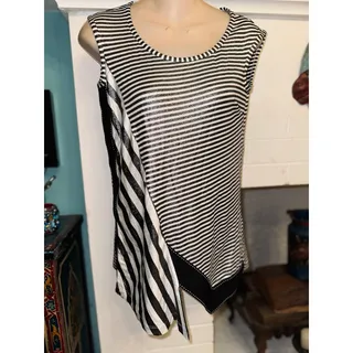 Photo of Vintage Y2K Save The Queen Metallic Shimmer Striped Layered Sleeveless Top