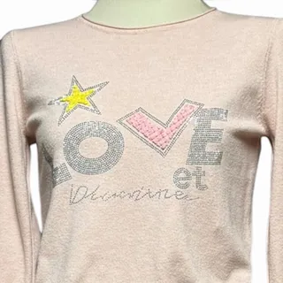 Photo of S.Christina 100% Cashmere Sweater Sparkle Star Love Pink Silver Yellow Small/Med