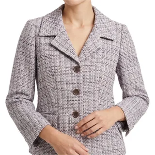 Photo of Ann Taylor Purple White Tweed Notch Collar Blazer Linen Blend size 6 NEW Tags