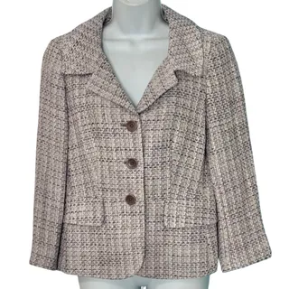 Photo of Ann Taylor Purple White Tweed Notch Collar Blazer Linen Blend size 6 NEW Tags
