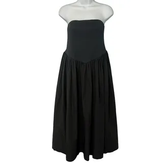 Photo of Anthropologie Black Strapless Basque Waist A-Line Midi Dress size 1X NEW Tags