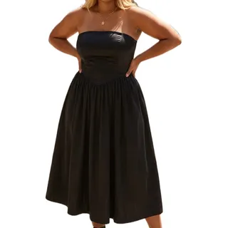 Photo of Anthropologie Black Strapless Basque Waist A-Line Midi Dress size 1X NEW Tags