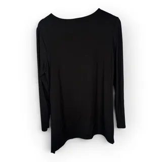 Photo of Chicos Womens Small Floral Mesh Overlay Tunic Black Blue Layered Asymmetric Top