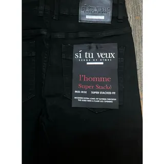 Photo of Si Tu Veux Brutini Jeans Jet Black Superstack Men’s Size 40