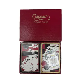 Photo of Caspari Cecilia Garvin Gaming Playing Cards 2 Deck Set Red Box Vintage