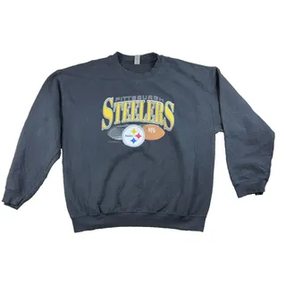 Photo of Pittsburgh Steelers Sweatshirt Mens XL Black Gildan NFL Football Crewneck Faded
