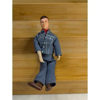 Photo of Vintage 1970s Dollhouse Family Man Dad Figure 5.5" Bendable Leisure Suit