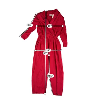 Photo of Vintage 80s Red Studded Jumpsuit Womens Power Suit Shoulder Pads Glam Retro