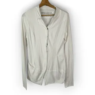 Photo of Black Label Womens Medium White Deconstructed Jersey Snap Blazer Cardigan Top