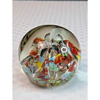 Photo of Vintage Handmade Glass Colorful "Confetti" Paperweight
