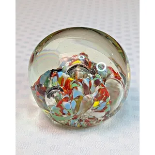 Photo of Vintage Handmade Glass Colorful "Confetti" Paperweight