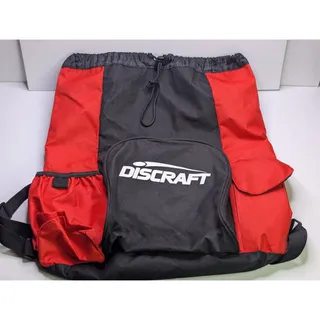 Photo of Discraft Disc Golf Drawstring Backpack Bag Red Black Disc Storage Bottle Pocket