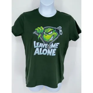 Photo of Gildan Heavy Cotton Dark Green Grinch Leave Me Alone Graphic T-Shirt Large NWOT