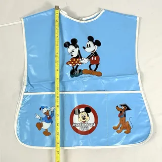 Photo of Walt Disney Bib Spill Buster Smock Vintage 1970s Mickey Mouse Club Blue Vinyl
