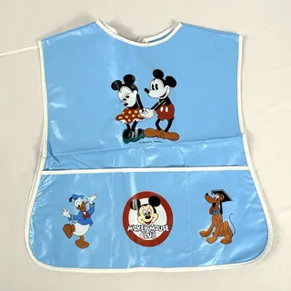 Photo of Walt Disney Bib Spill Buster Smock Vintage 1970s Mickey Mouse Club Blue Vinyl