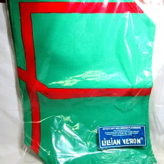 Photo of Lillian Vernon Christmas Placemats Set of 4 Green and Red Fabric 13x18 inches
