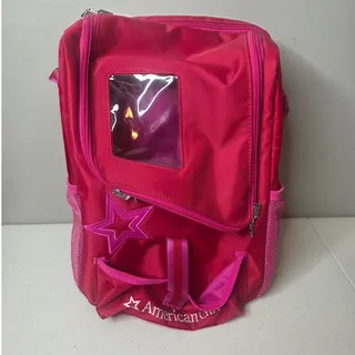 Photo of American Girl Doll Red Pink Shoulder Bag Doll Carrier with Pet Pocket Retired 