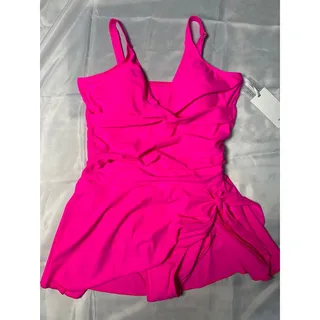 Photo of Grace Karin Women’s XL Hot Pink One Piece Swimdress Ruched Tummy Control Skirted